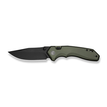 (Pre-Order ships 7-27) CIVIVI Elite Brova Folding Knife Forest Green Aluminum Handle S35VN Clip Point Plain Edge Black Stonewash Finish CE25093-3