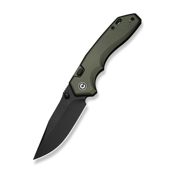 (Pre-Order ships 7-27) CIVIVI Elite Brova Folding Knife Forest Green Aluminum Handle S35VN Clip Point Plain Edge Black Stonewash Finish CE25093-3