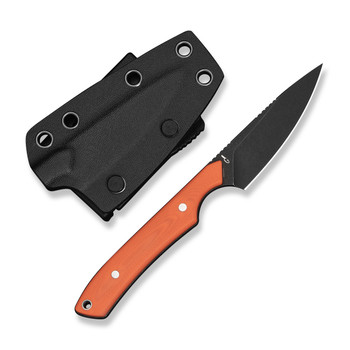 (Pre-Order ships 7-27) CIVIVI High Grass Field Fixed Blade Knife Orange G10 Handle 14C28N Plain Edge Black Stonewash Finish C25084-1