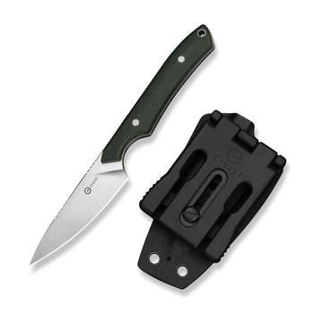 (Pre-Order ships 7-27) CIVIVI High Grass Field Fixed Blade Knife Green Canvas Micarta Handle 14C28N Plain Edge Satin Finish C25084-2