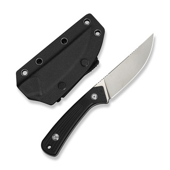 (Pre-Order ships 7-27) CIVIVI Carveth Fixed Blade Knife Black G10 Handle AEB-L Drop Point Plain Edge Stonewash Finish C25040-1