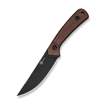 (Pre-Order ships 7-27) CIVIVI Carveth Fixed Blade Knife Guibourtia Wood Handle AEB-L Black Stonewash Finish C25040-3