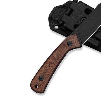 (Pre-Order ships 7-27) CIVIVI Carveth Fixed Blade Knife Guibourtia Wood Handle AEB-L Black Stonewash Finish C25040-3