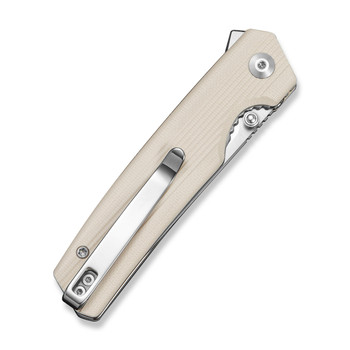SENCUT Stria Folding Knife Off White G10 Handle D2 Plain Edge Stonewash Finish S25112-1