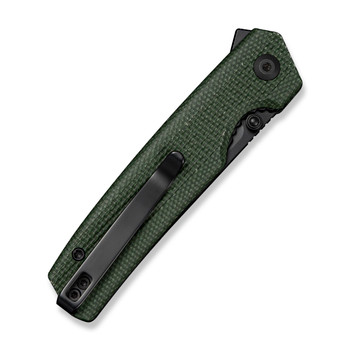 SENCUT Stria Folding Knife Green Canvas Micarta Handle D2 Plain Edge Black Finish S25112-2