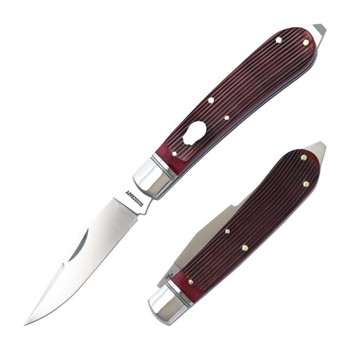 RoseCraft Appalachian Jack Folding Knife Red Barnboard Jigged Bone Handle D2 Plain Edge Satin Finish RCT003-RBJ