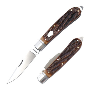 RoseCraft Appalachian Jack Dapper Folding Knife Brown Jigged Bone