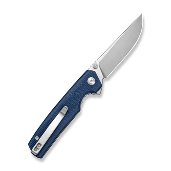 SENCUT Stria Folding Knife Blue Canvas Micarta Handle D2 Plain Edge Satin Finish S25112-3