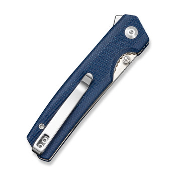 SENCUT Stria Folding Knife Blue Canvas Micarta Handle D2 Plain Edge Satin Finish S25112-3