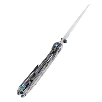 Kansept Rei Folding Knife Lightning Strike Titanium Handle 20CV Modified Drop Point Plain Edge Satin Finish K1061A4