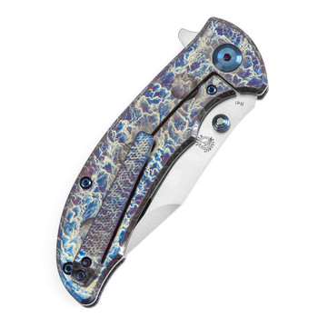 Kansept Rei Folding Knife Lightning Strike Titanium Handle 20CV Modified Drop Point Plain Edge Satin Finish K1061A4