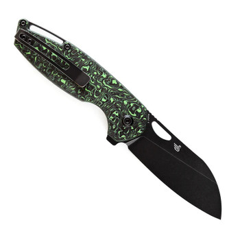 Kansept Model 6 Folding Knife Green/Black Carbon Fiber Handle 20CV Plain Edge Black Stonewash Finish K1022A5