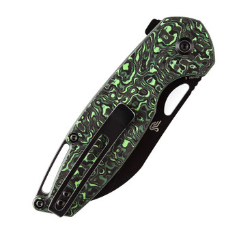 Kansept Model 6 Folding Knife Green/Black Carbon Fiber Handle 20CV Plain Edge Black Stonewash Finish K1022A5