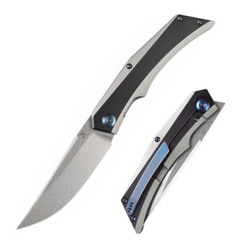 Kansept Naska Folding Knife Black Anodized/Plain Titanium Handle S35VN Plain Edge Stonewash Finish K1035A2