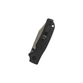 (Stiff Detent) Open Box/Returned QSP Kali Button Lock Folding Knife Black G10 Handle 14C28N Clip Point Plain Edge Champagne Ceramic Coating Finish QS159-B2
