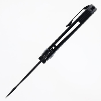 Kunwu Verta Excalibur Folding Knife Black Textured Titanium Handle DLC Elmax Blade B709-T1D
