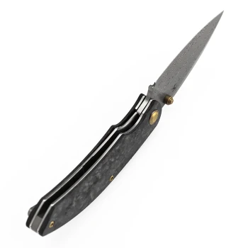 Kansept Falk Folding Knife Carbon Fiber Handle 3.3" Damascus Blade K1142A1