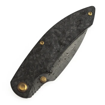 Kansept Falk Folding Knife Carbon Fiber Handle 3.3" Damascus Blade K1142A1