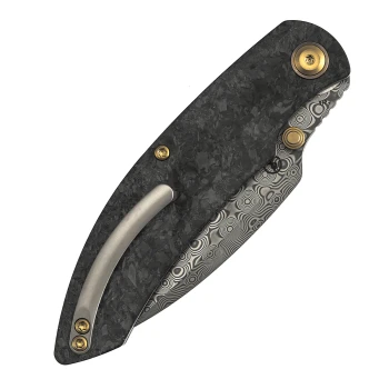 Kansept Falk Folding Knife Carbon Fiber Handle 3.3" Damascus Blade K1142A1