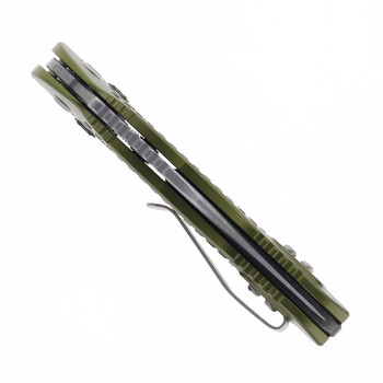 Microtech Knives Stitch RAM-LOK Folding Knife Apocalyptic M390MK Blade Green Frag Pattern Aluminum Handle 169MRL-10APFROD