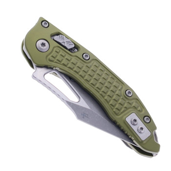 Microtech Knives Stitch RAM-LOK Folding Knife Apocalyptic M390MK Blade Green Frag Pattern Aluminum Handle 169MRL-10APFROD