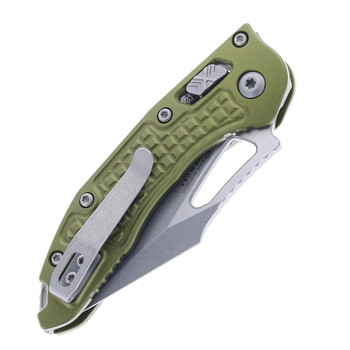 Microtech Knives Stitch RAM-LOK Folding Knife Apocalyptic M390MK Blade Green Frag Pattern Aluminum Handle 169MRL-10APFROD