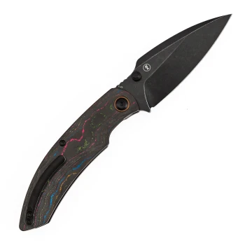 Kansept Falk Folding Knife 80's CamoCarbon Handle 3.3" Blackwash Elmax Blade K1142A2