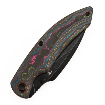 Kansept Falk Folding Knife 80's CamoCarbon Handle 3.3" Blackwash Elmax Blade K1142A2