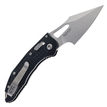 Microtech Knives Stitch RAM-LOK Folding Knife Stonewash M390MK Blade Black Frag Aluminum Handle 169MRL-10FR
