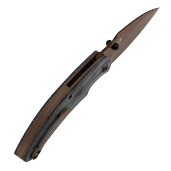 Kansept Falk Folding Knife Black Micarta Handle 3.3" Rose Gold Elmax Blade K1142A3