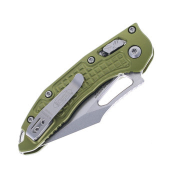 Microtech Knives Stitch RAM-LOK Folding Knife Stonewash M390MK Blade Green Frag Aluminum Handle 169MRL-10FROD
