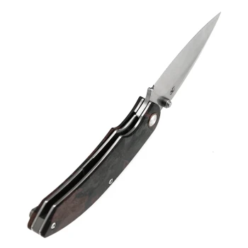 Kansept Falk Folding Knife Green Rag Burl Canvas Micarta Handle 3.3" Stonewashed Elmax Blade K1142A4
