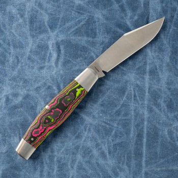 Jack Wolf Knives Stockman Slip Joint Folding Knife CamoCarbon Watermelon Sugar Handle 14C28N Blade