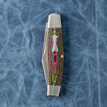 Jack Wolf Knives Stockman Slip Joint Folding Knife CamoCarbon Watermelon Sugar Handle 14C28N Blade