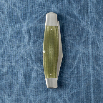 Jack Wolf Knives Stockman Slip Joint Folding Knife Green Canvas Micarta Handle 14C28N Blade