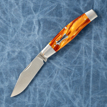Jack Wolf Knives Stockman Slip Joint Folding Knife Kirinite Root Beer Handle Sandvik 14C28N Blade