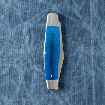 Jack Wolf Knives Stockman Slip Joint Folding Knife Smooth Blue Bone Handle Sandvik 14C28N Blade