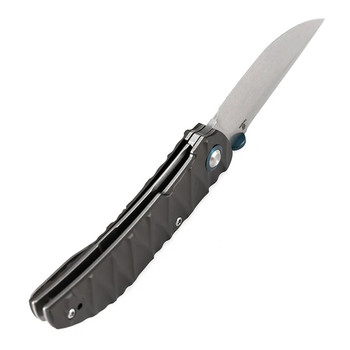 Tenable Tarkin Folding Knife Gray Wave Milled Aluminum Handle 3.42" Stonewashed Nitro-V Blade B1078A1