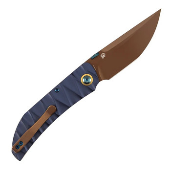 Tenable Tarkin Folding Knife Blue Faceted Wave Aluminum Handle 3.40" Rose Gold Nitro-V Blade B1078A2