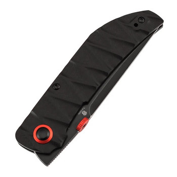 Tenable Tarkin Folding Knife Black Faceted Wave G10 Handle 3.40" Blackwashed Nitro-V Blade B1078A3