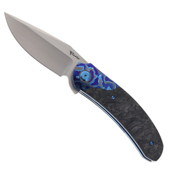 Reate TF-4 Folding Knife Zirconium Bolster & Gold Camo FatCarbon Handle 3.4" Satin M398 Blade