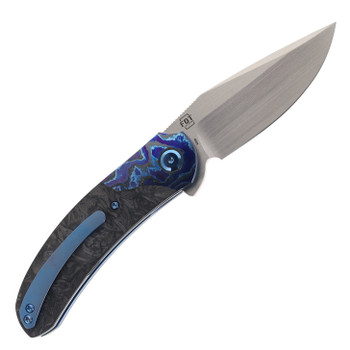 Reate TF-4 Folding Knife Zirconium Bolster & Gold Camo FatCarbon Handle 3.4" Satin M398 Blade
