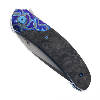 Reate TF-4 Folding Knife Zircuti Bolster & Marble Carbon Fiber Handle 3.4" Hand Rubbed M398 Blade