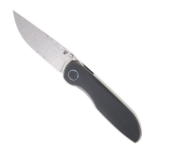 Vanguard Cheetah Integral Folding Knife Black Titanium Handle Damascus Blade