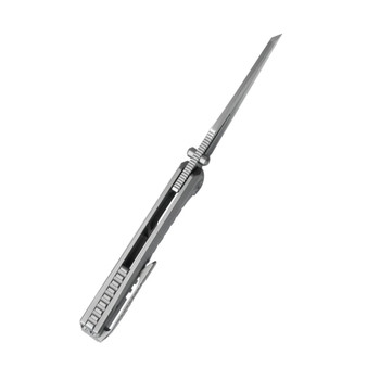 KB Knives Insomnia Folding Knife Gray Sandblasted Titanium Handle 3.46" Silver Bead Blast M390 Tanto Blade KB441A