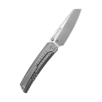 KB Knives Insomnia Folding Knife Gray Sandblasted Titanium Handle 3.46" Silver Bead Blast M390 Tanto Blade KB441A
