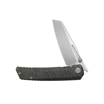 KB Knives Insomnia Folding Knife Flamed Titanium Handle 3.46" Silver Bead Blast M390 Tanto Blade KB441B