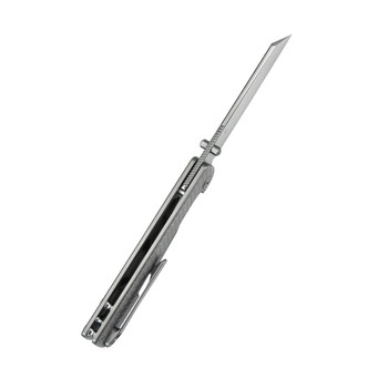 KB Knives Get Some Folding Knife Gray Sandblasted Titanium Handle 3.35" Satin & Silver Bead Blast M390 Tanto Blade KB445A
