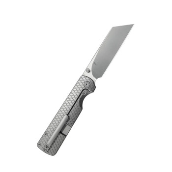 KB Knives Get Some Folding Knife Gray Sandblasted Titanium Handle 3.35" Satin & Silver Bead Blast M390 Tanto Blade KB445A