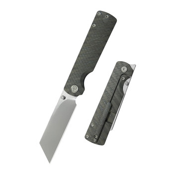 KB Knives Get Some Folding Knife Flamed Titanium Handle 3.35" Satin & Silver Bead Blast M390 Tanto Blade KB445B